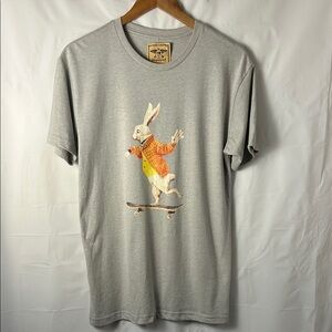 Gray Short Sleeve Tee Rabbit Hole skater men size medium skateboard cotton blend